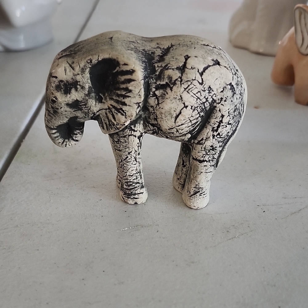 Artistic Elephant Figurine - Black and Cream
